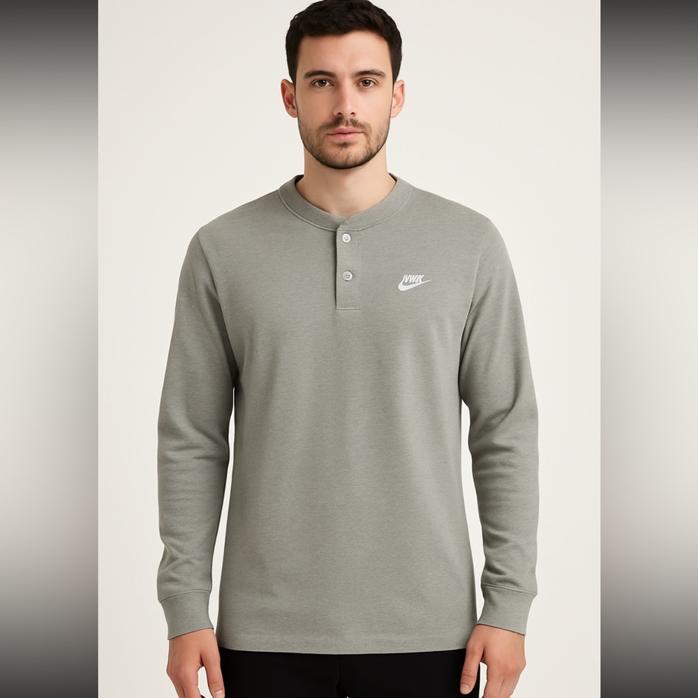 Nike Heather Gray Long Sleeve Henley
